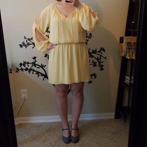 WHBM yellow dress long sleeves
